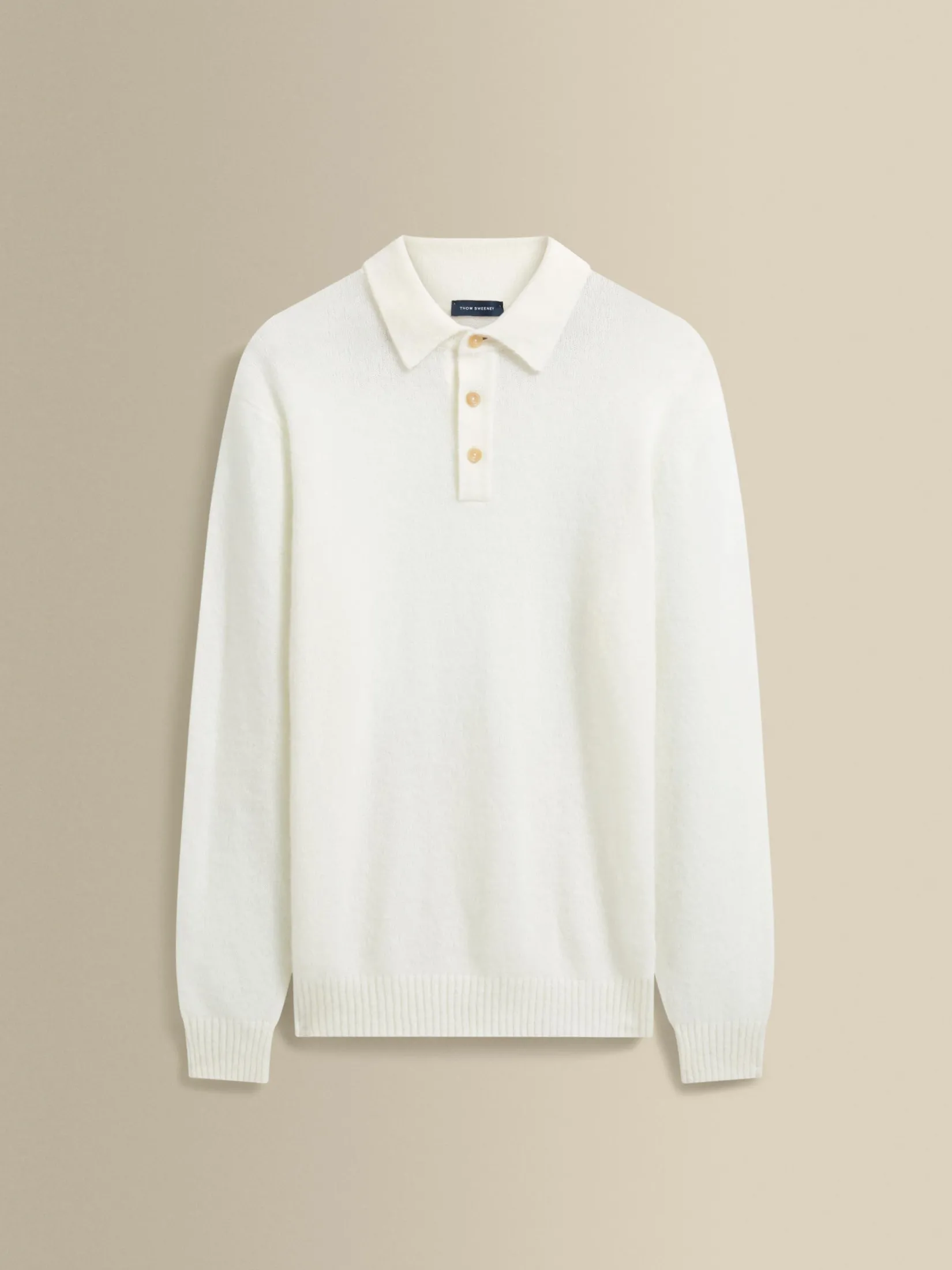 Outlet Brushed Cashmere Silk Long Sleeve Polo Shirt T-Shirts & Polos