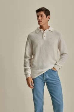 Outlet Brushed Cashmere Silk Long Sleeve Polo Shirt T-Shirts & Polos