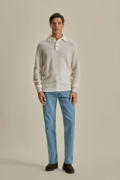 Outlet Brushed Cashmere Silk Long Sleeve Polo Shirt T-Shirts & Polos