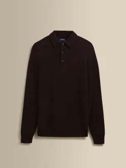 Clearance Brushed Cashmere Silk Long Sleeve Polo Shirt T-Shirts & Polos|Knitwear