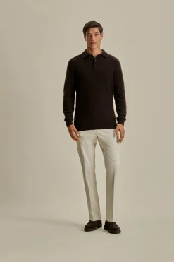 Clearance Brushed Cashmere Silk Long Sleeve Polo Shirt T-Shirts & Polos|Knitwear