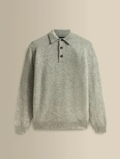 Best Brushed Cashmere Silk Long Sleeve Polo Shirt T-Shirts & Polos|Knitwear