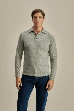 Best Brushed Cashmere Silk Long Sleeve Polo Shirt T-Shirts & Polos|Knitwear