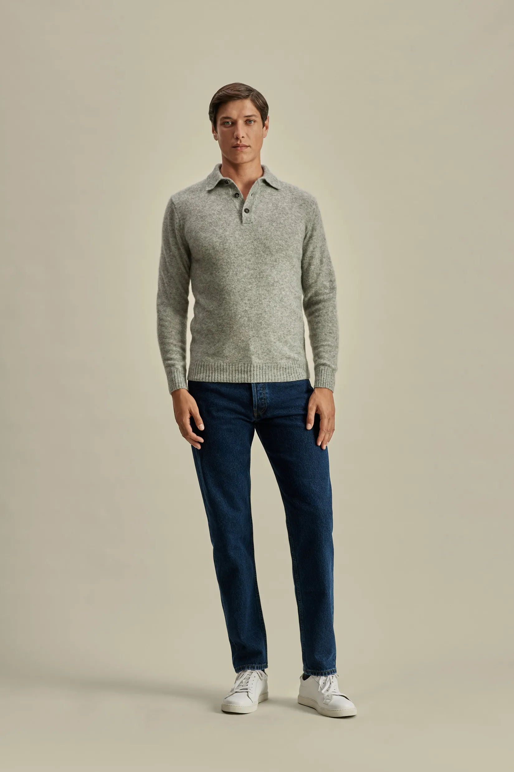 Best Brushed Cashmere Silk Long Sleeve Polo Shirt T-Shirts & Polos|Knitwear