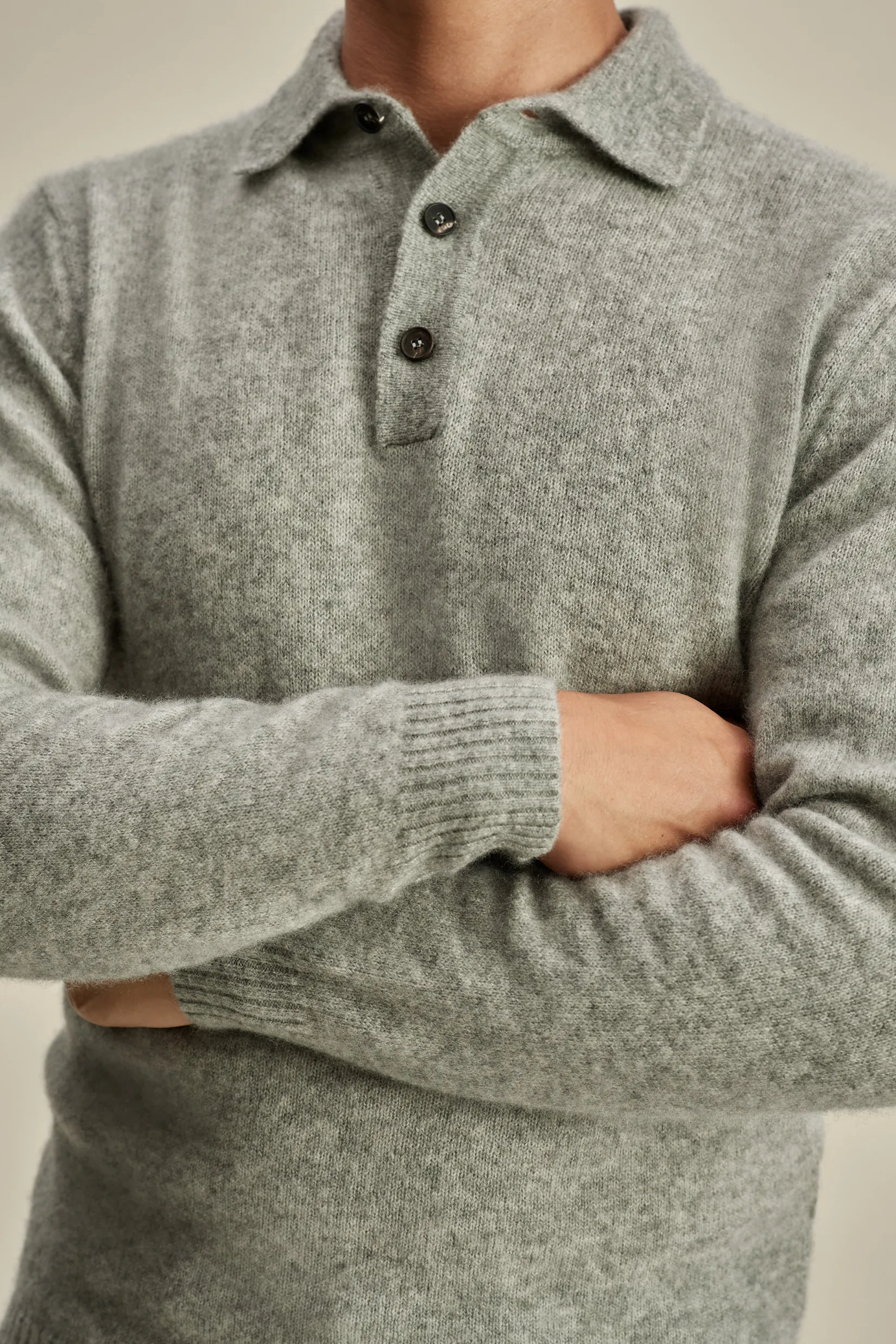 Best Brushed Cashmere Silk Long Sleeve Polo Shirt T-Shirts & Polos|Knitwear