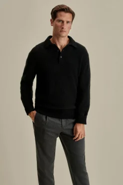 Hot Brushed Cashmere Silk Long Sleeve Polo Shirt T-Shirts & Polos|Knitwear