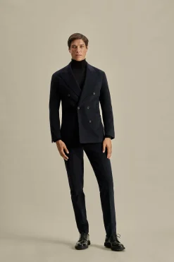 Outlet Brushed Cotton Double Breasted Peak Lapel Suit Tailoring