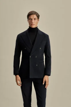 Outlet Brushed Cotton Double Breasted Peak Lapel Suit Tailoring