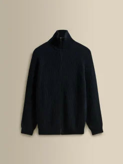 Outlet Cashmere Zip-Through Fisherman Rib Sweater Knitwear