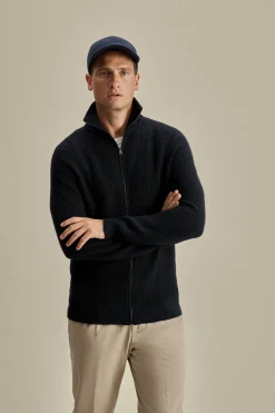 Outlet Cashmere Zip-Through Fisherman Rib Sweater Knitwear