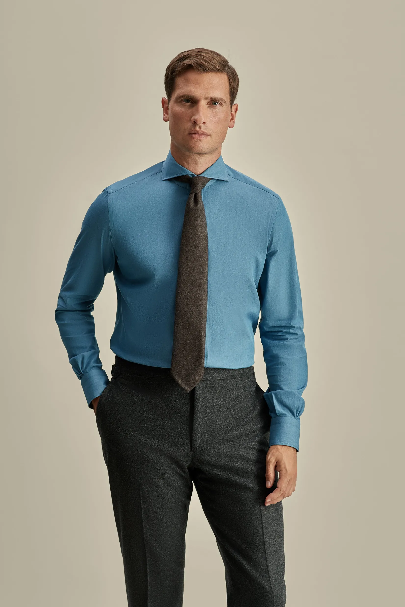 Clearance Cotton Cutaway Collar Shirt Shirts