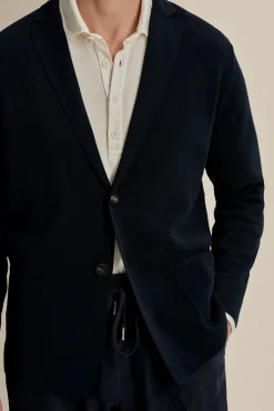Online Crepe Cotton Single Breasted Knitted Blazer Knitwear