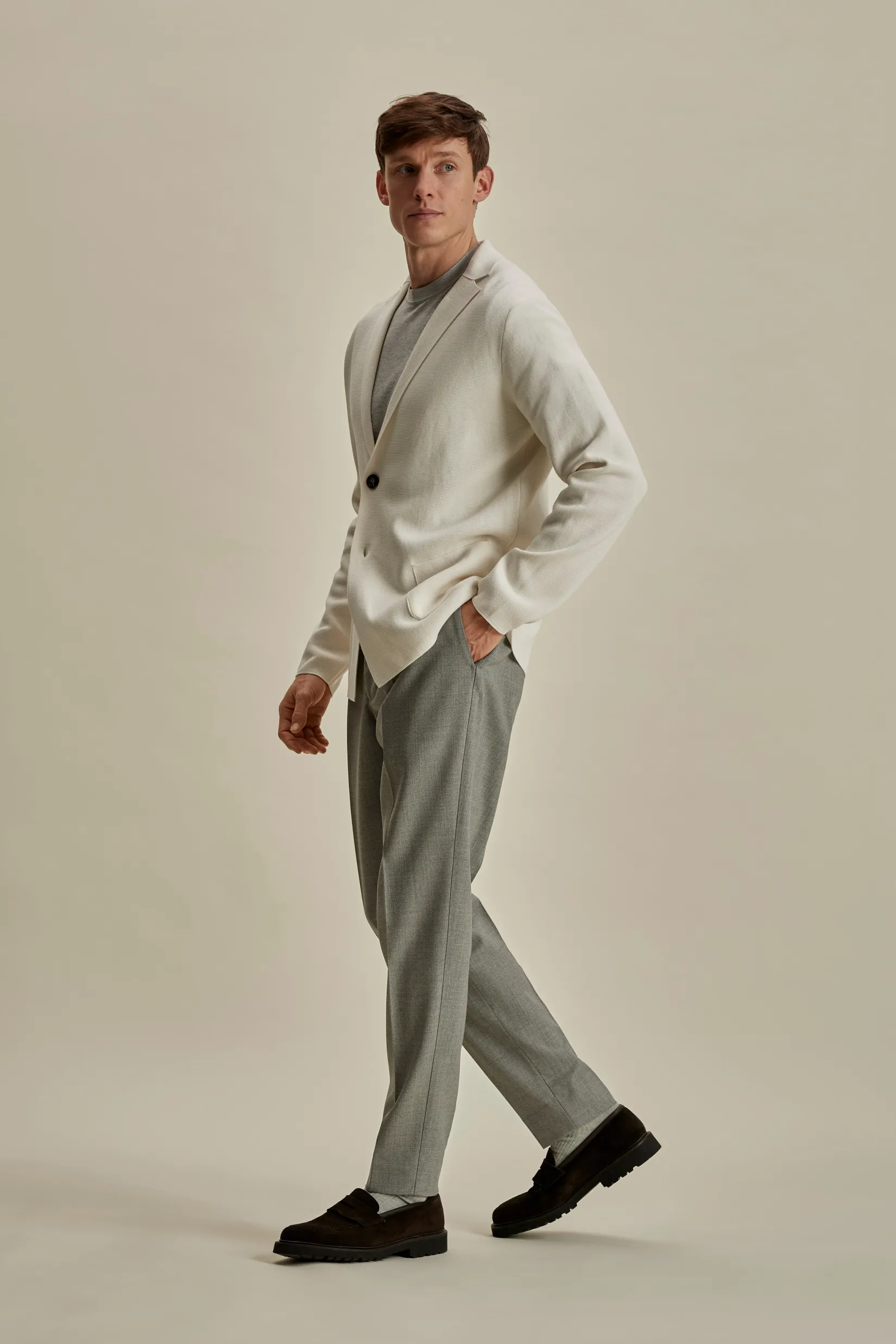 Crepe Cotton Single Breasted Knitted Blazer Knitwear