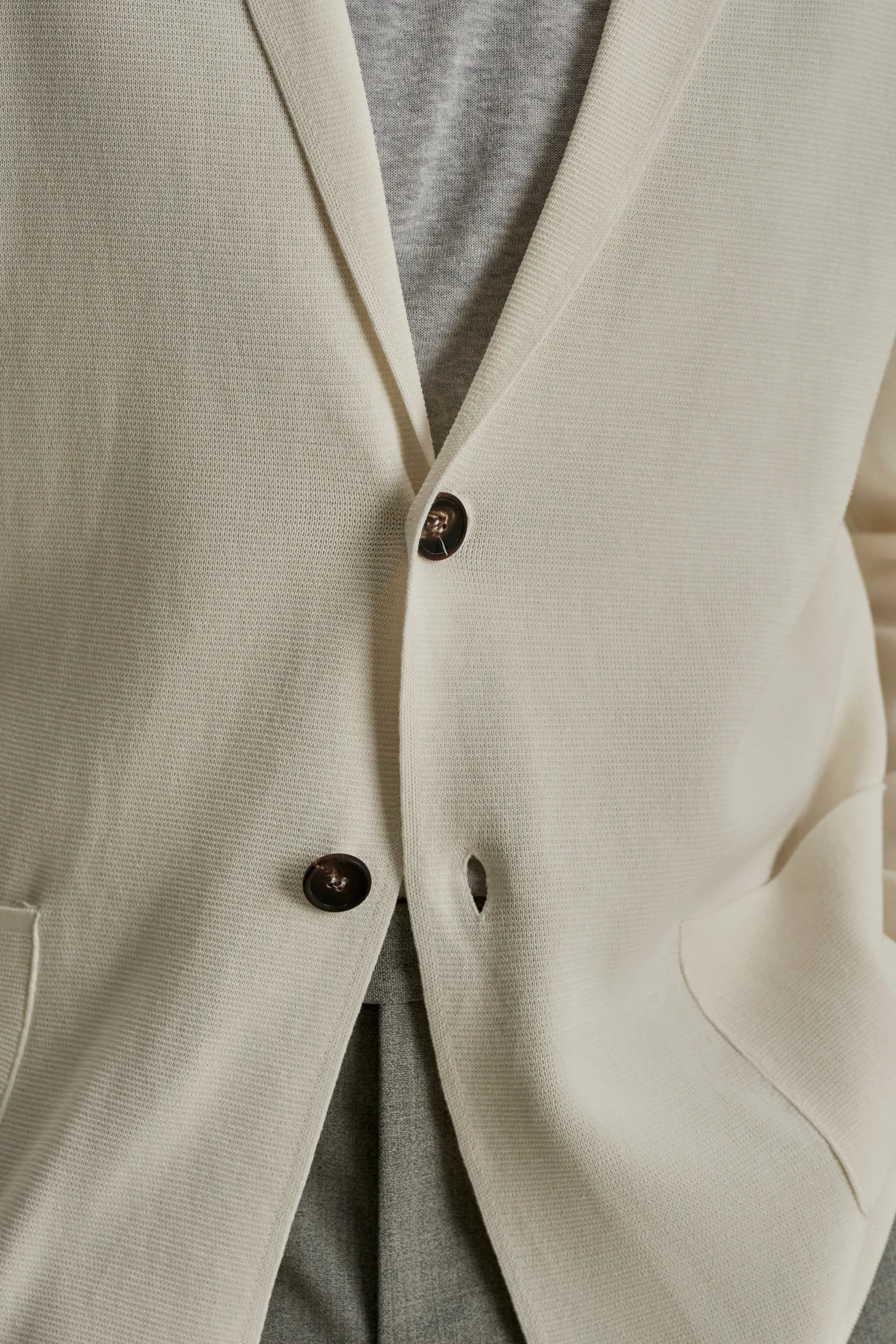 Crepe Cotton Single Breasted Knitted Blazer Knitwear