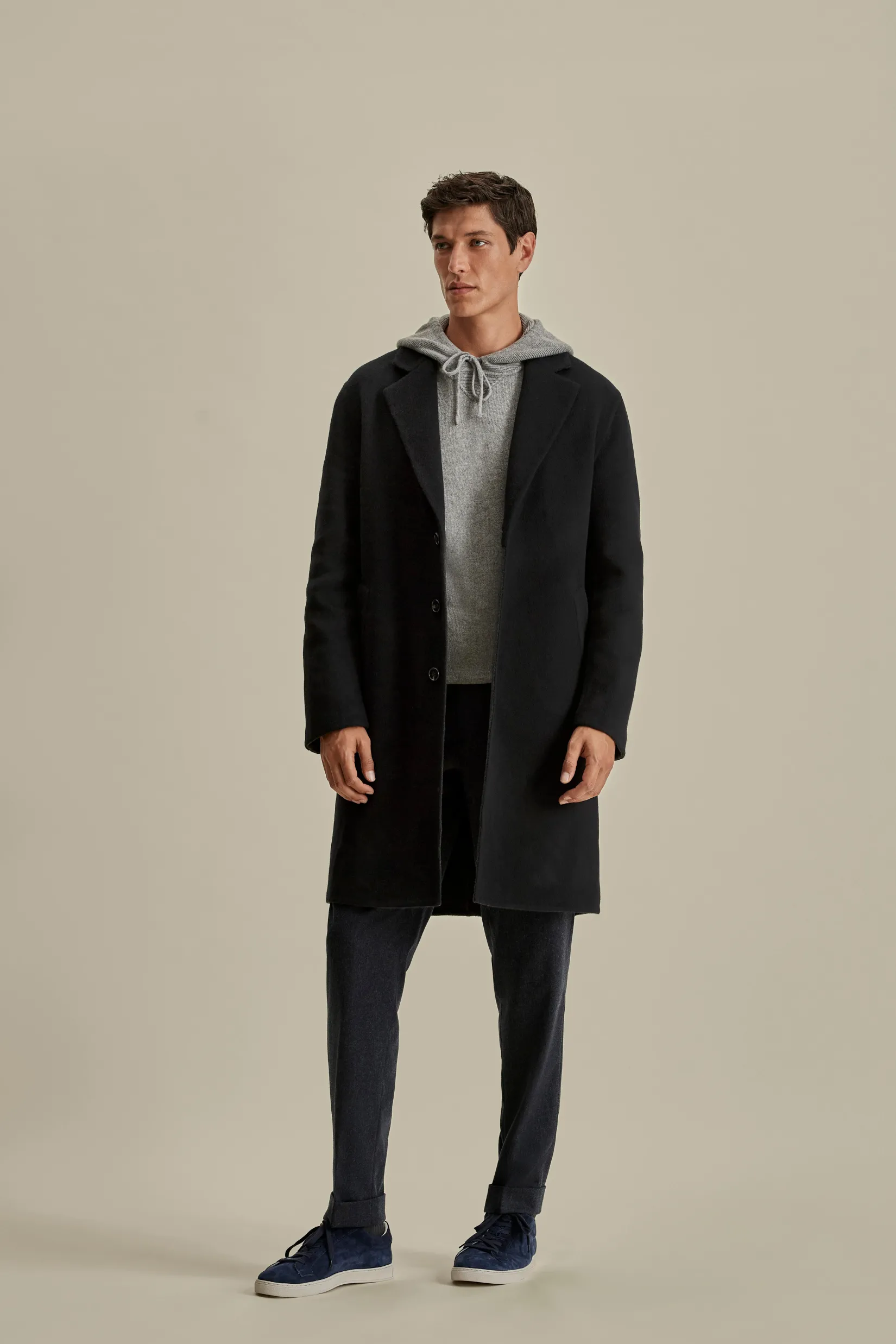 Hot Double Faced Cashmere Single Breasted Overcoat Outerwear