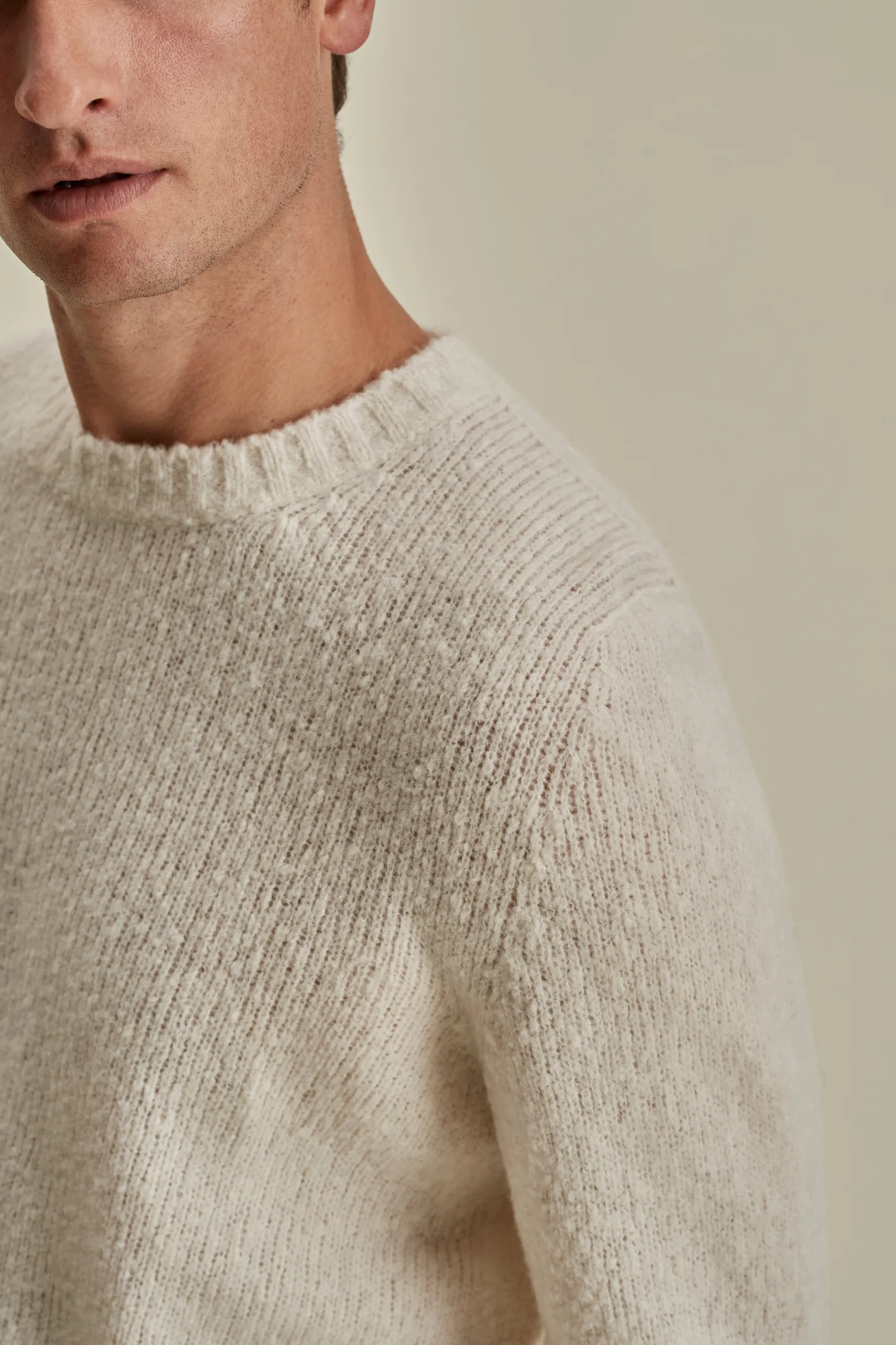 Sale Felted Wool Cashmere Crew Neck Sweater Knitwear