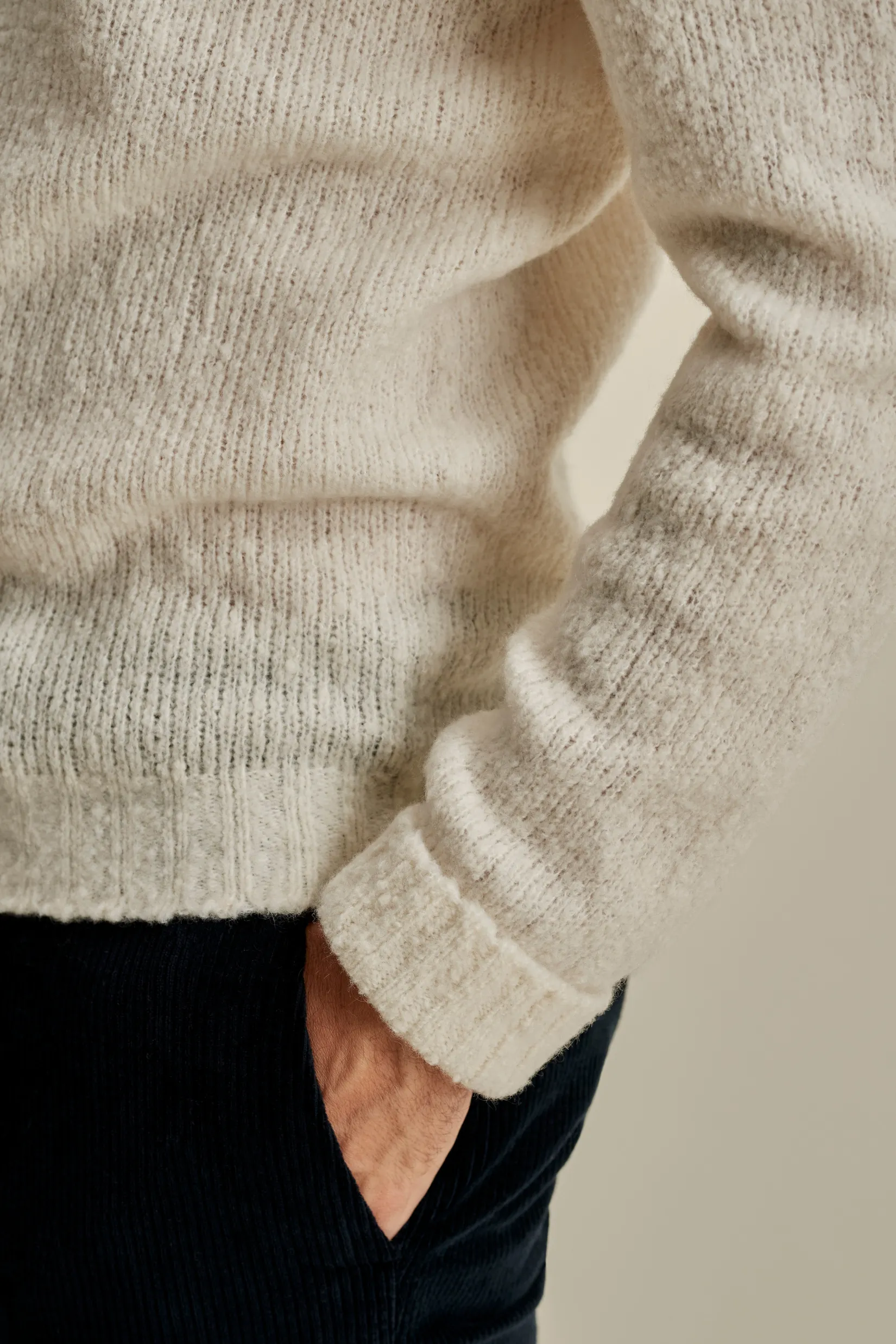 Sale Felted Wool Cashmere Crew Neck Sweater Knitwear