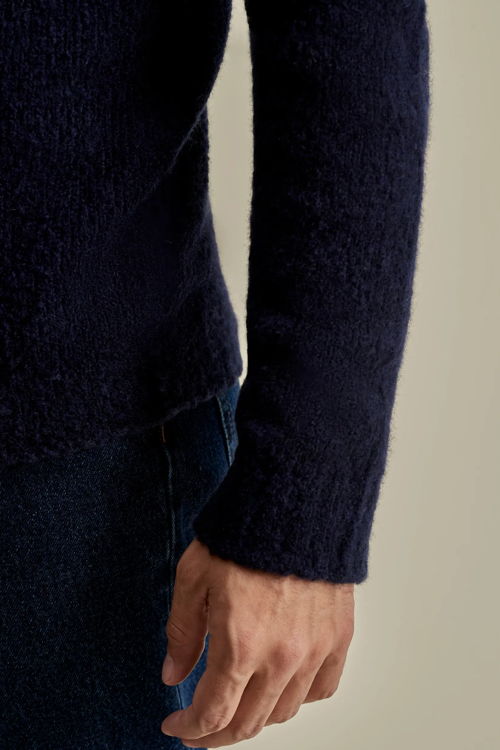 Clearance Felted Wool Cashmere Crew Neck Sweater Knitwear