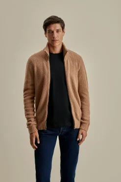 Online Felted Wool Cashmere Zip-Through Sweater Knitwear