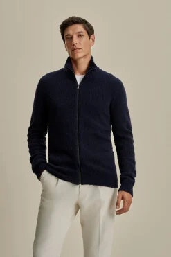 Felted Wool Cashmere Zip-Through Sweater Knitwear
