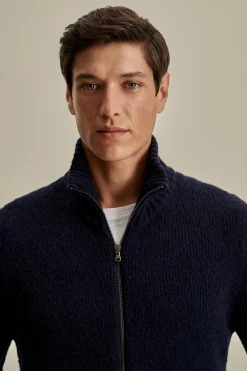 Felted Wool Cashmere Zip-Through Sweater Knitwear