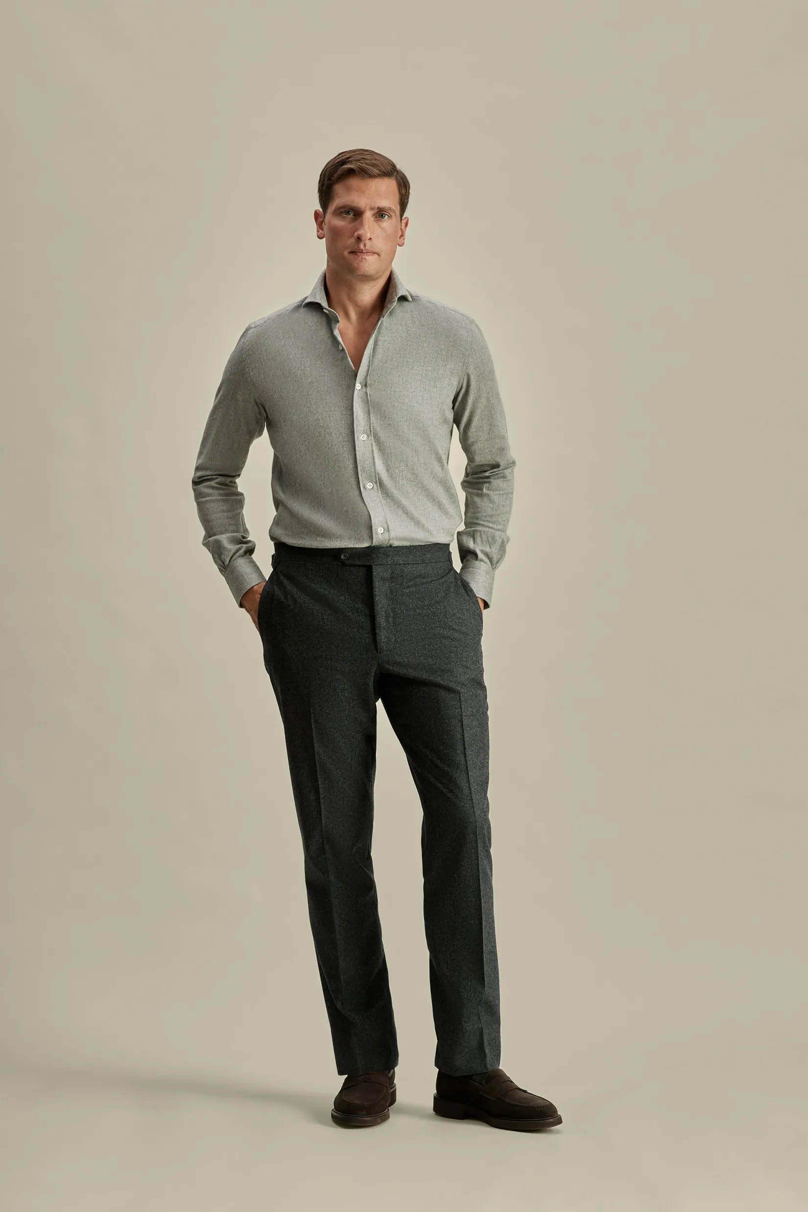 Outlet Flannel Flat Front Tailored Trousers Trousers & Shorts|Tailoring