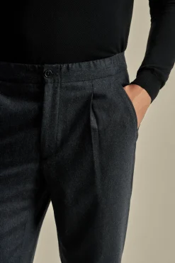 Clearance Flannel Relaxed Tailored Trousers Trousers & Shorts|Tailoring