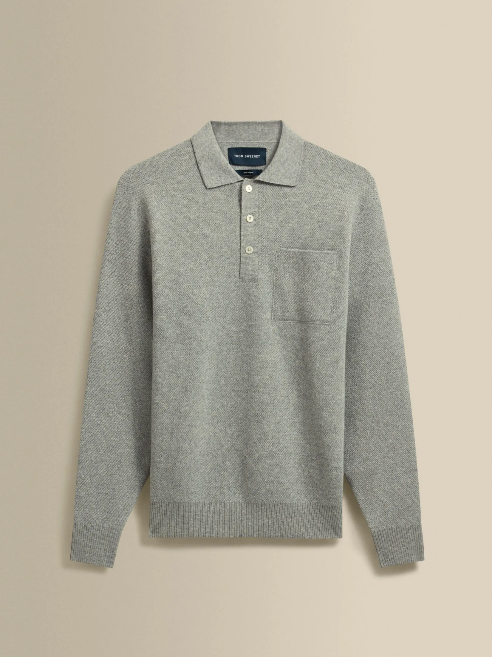 Japanese Wool Long Sleeve Polo Shirt T-Shirts & Polos|Knitwear