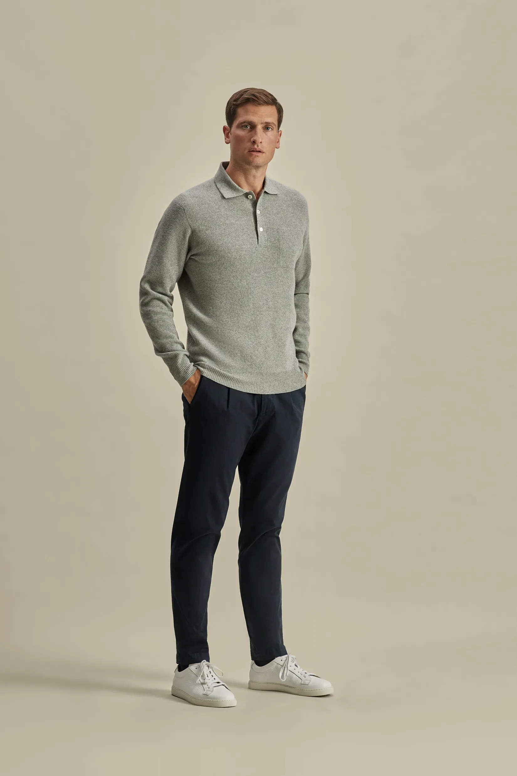 Japanese Wool Long Sleeve Polo Shirt T-Shirts & Polos|Knitwear
