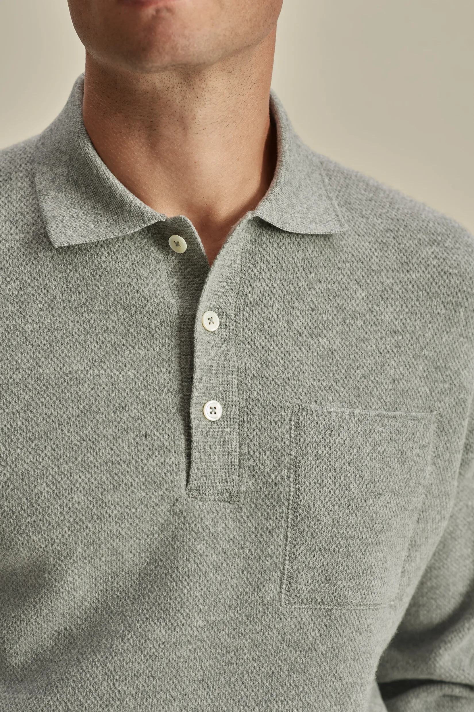 Japanese Wool Long Sleeve Polo Shirt T-Shirts & Polos|Knitwear