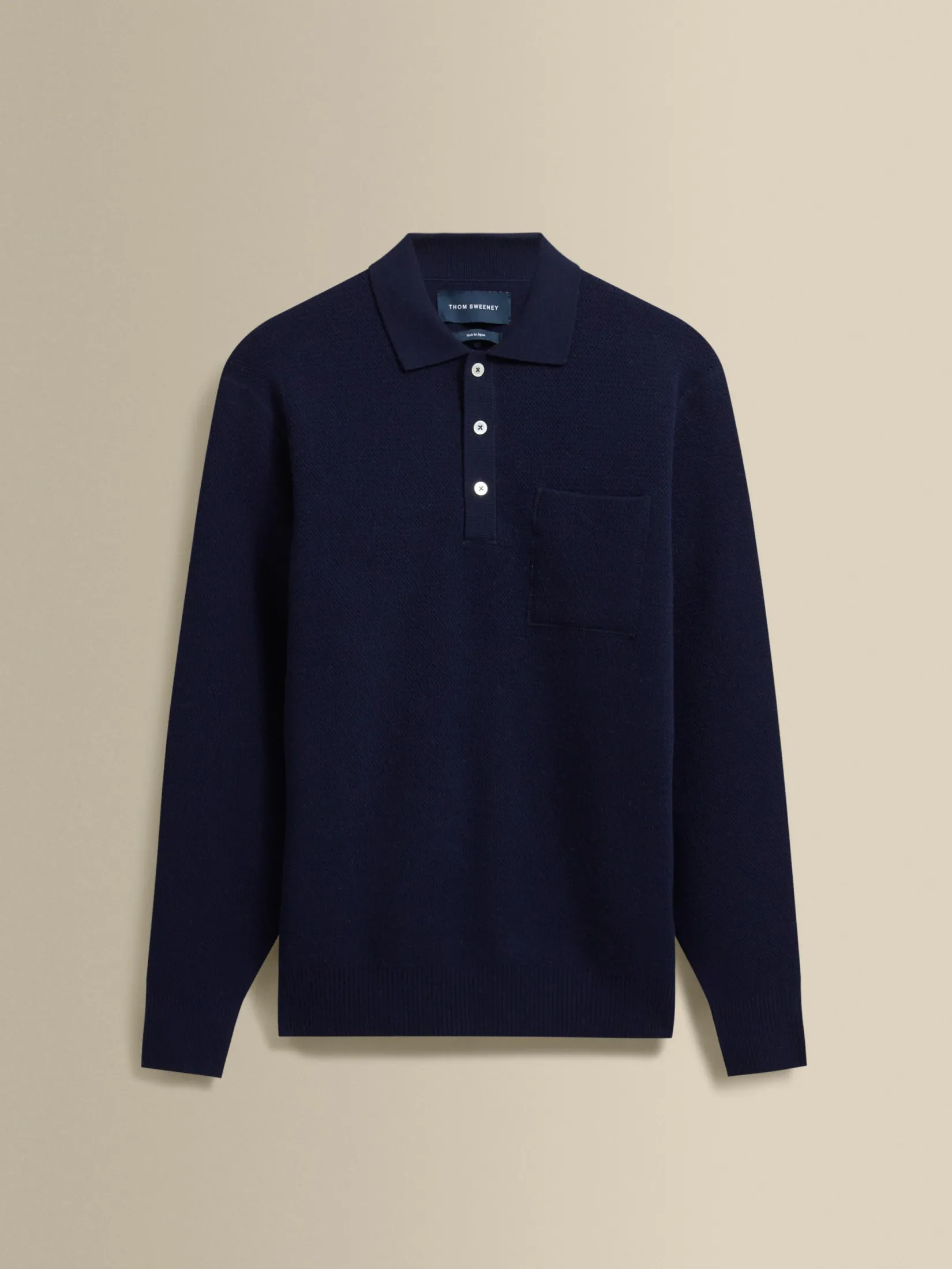 Outlet Japanese Wool Long Sleeve Polo Shirt T-Shirts & Polos