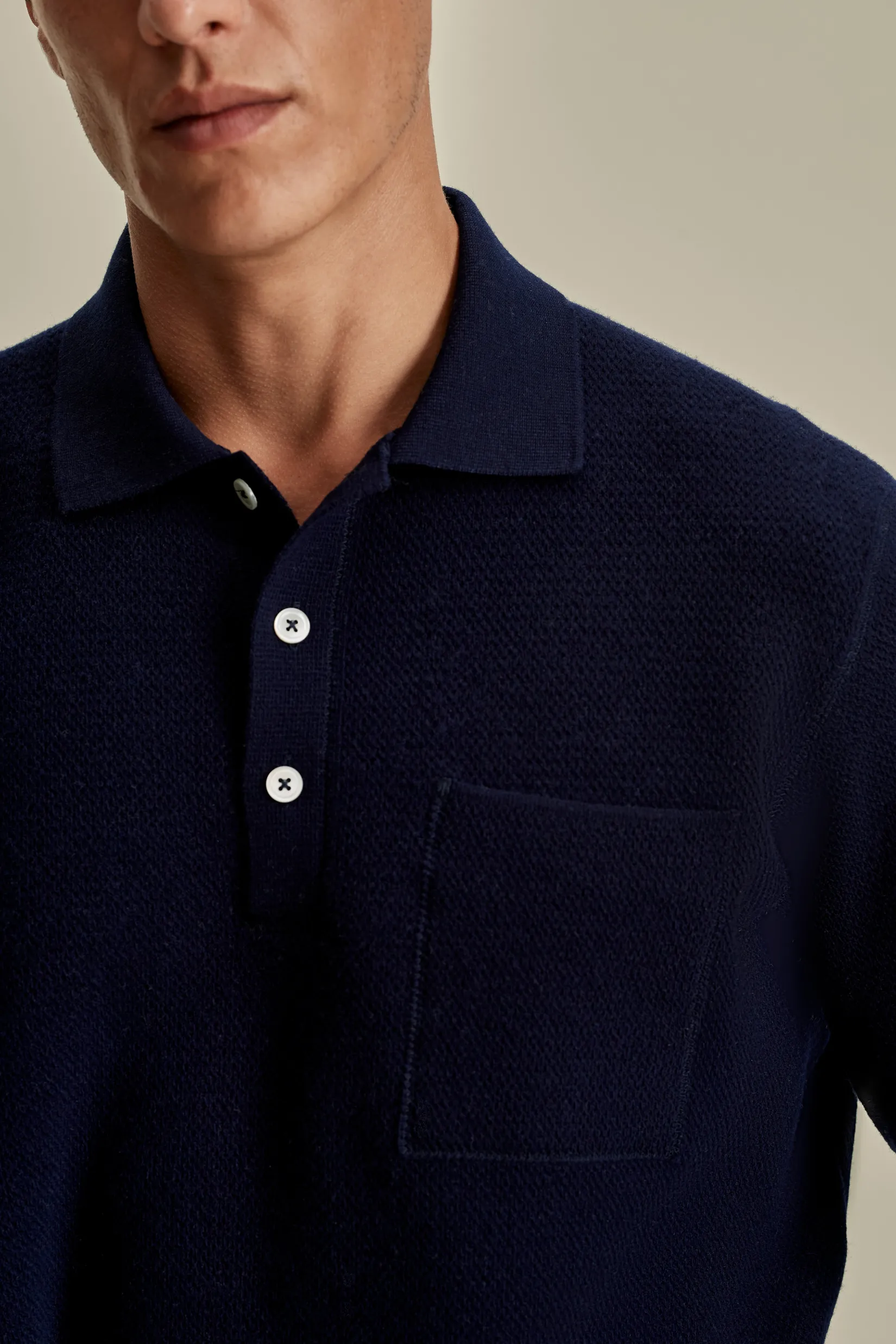 Outlet Japanese Wool Long Sleeve Polo Shirt T-Shirts & Polos