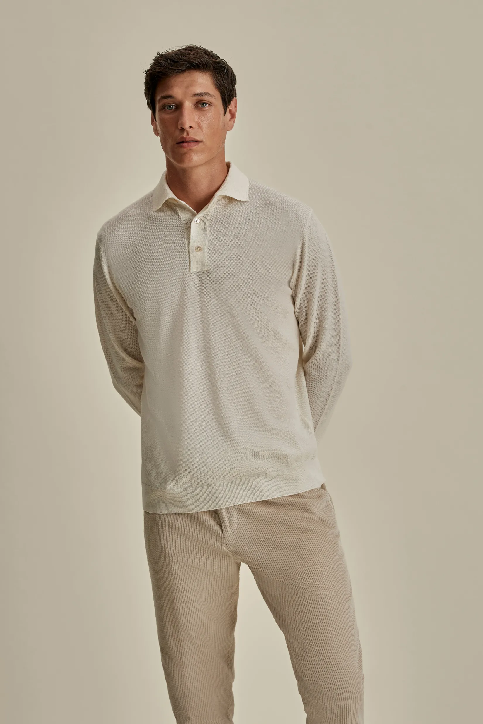 Online Knitted Merino Wool Long Sleeve Polo Shirt T-Shirts & Polos|Knitwear