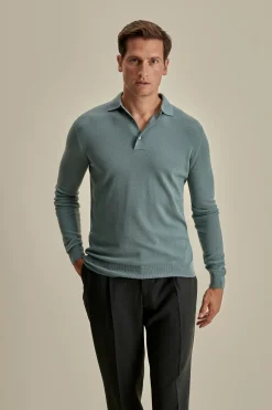 Online Knitted Merino Wool Long Sleeve Polo Shirt T-Shirts & Polos|Knitwear