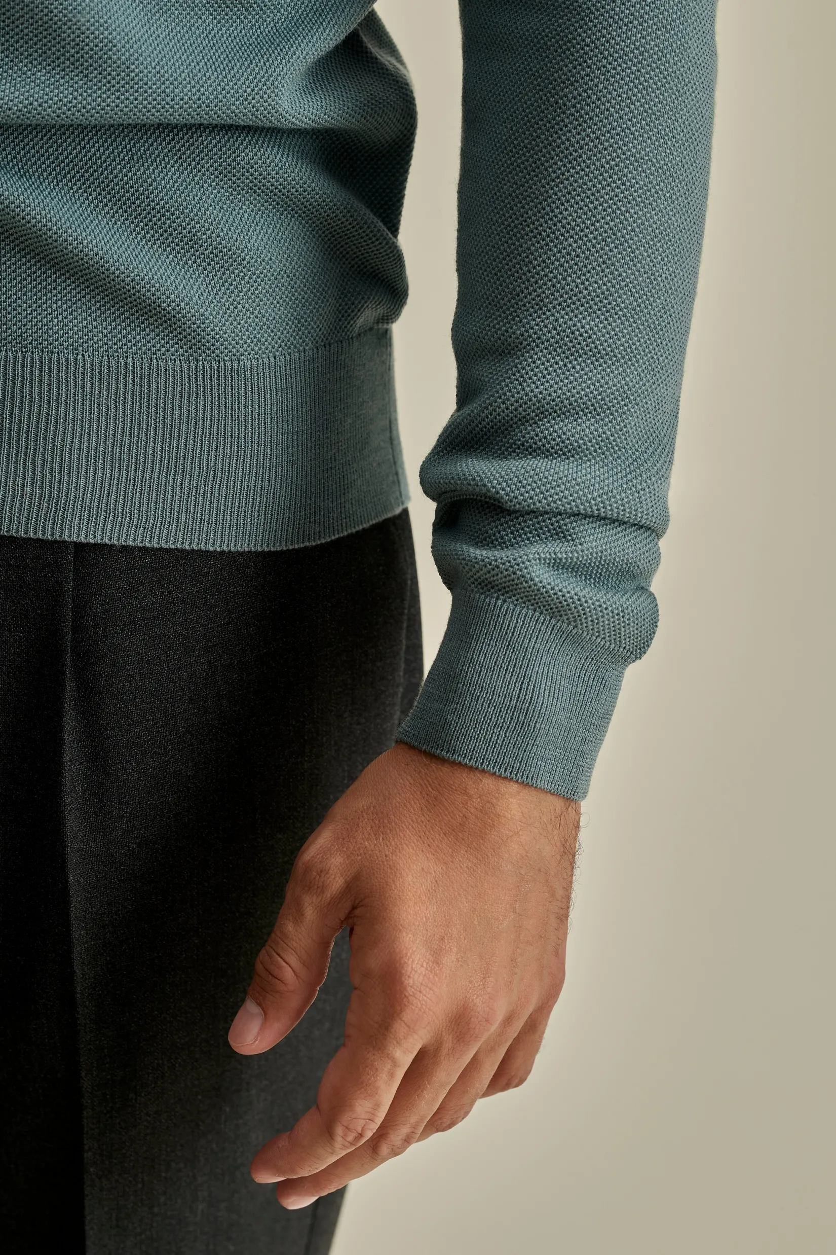 Online Knitted Merino Wool Long Sleeve Polo Shirt T-Shirts & Polos|Knitwear