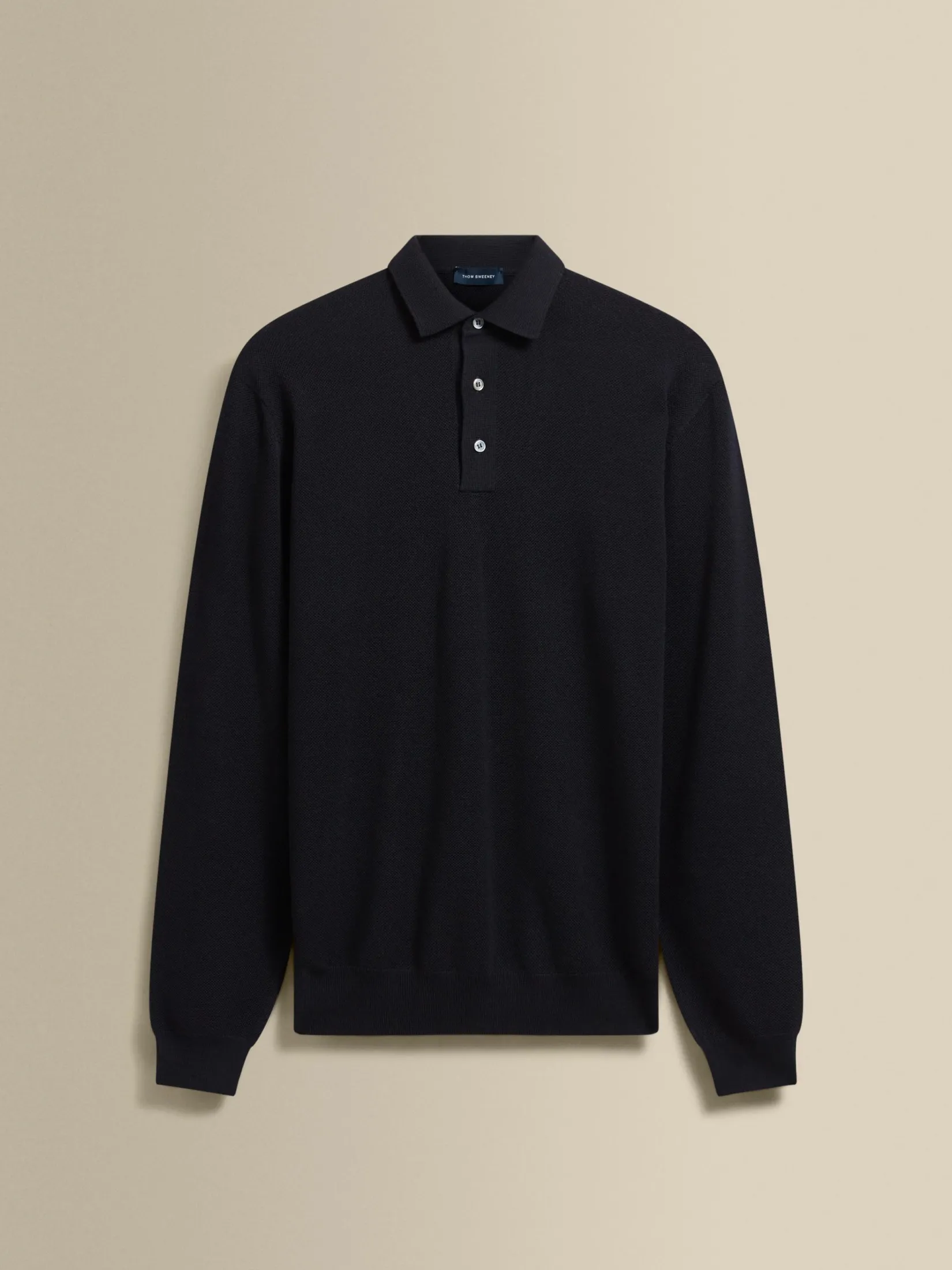 Online Knitted Merino Wool Long Sleeve Polo Shirt T-Shirts & Polos|Knitwear
