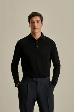 Hot Knitted Merino Wool Long Sleeve Polo Shirt T-Shirts & Polos|Knitwear
