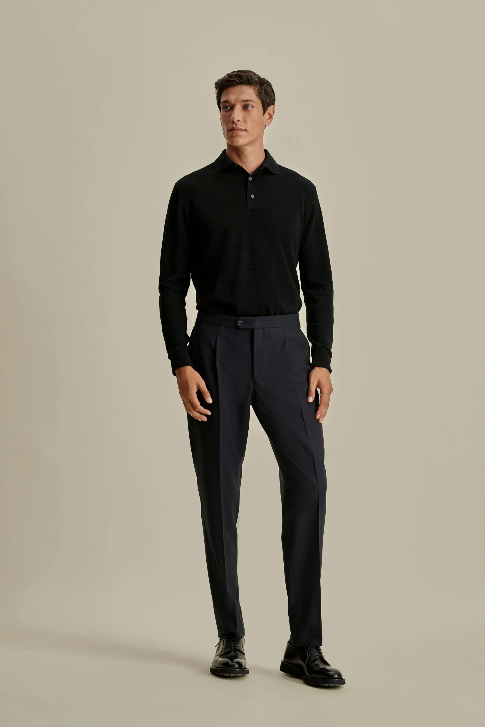 Hot Knitted Merino Wool Long Sleeve Polo Shirt T-Shirts & Polos|Knitwear