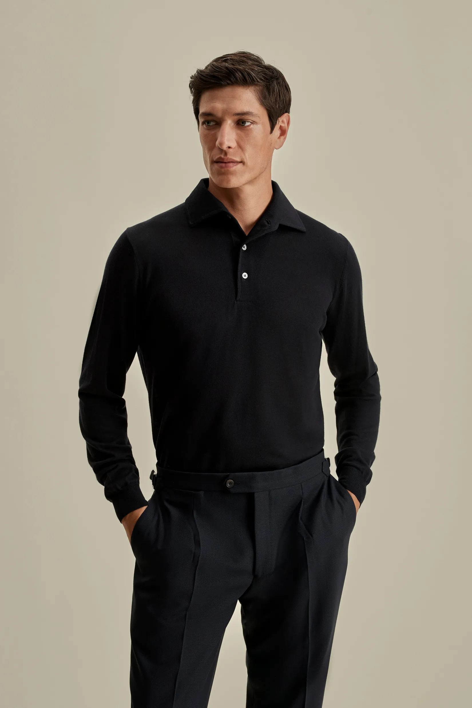 Online Merino Wool Extrafine Long Sleeve Polo Shirt T-Shirts & Polos|Knitwear