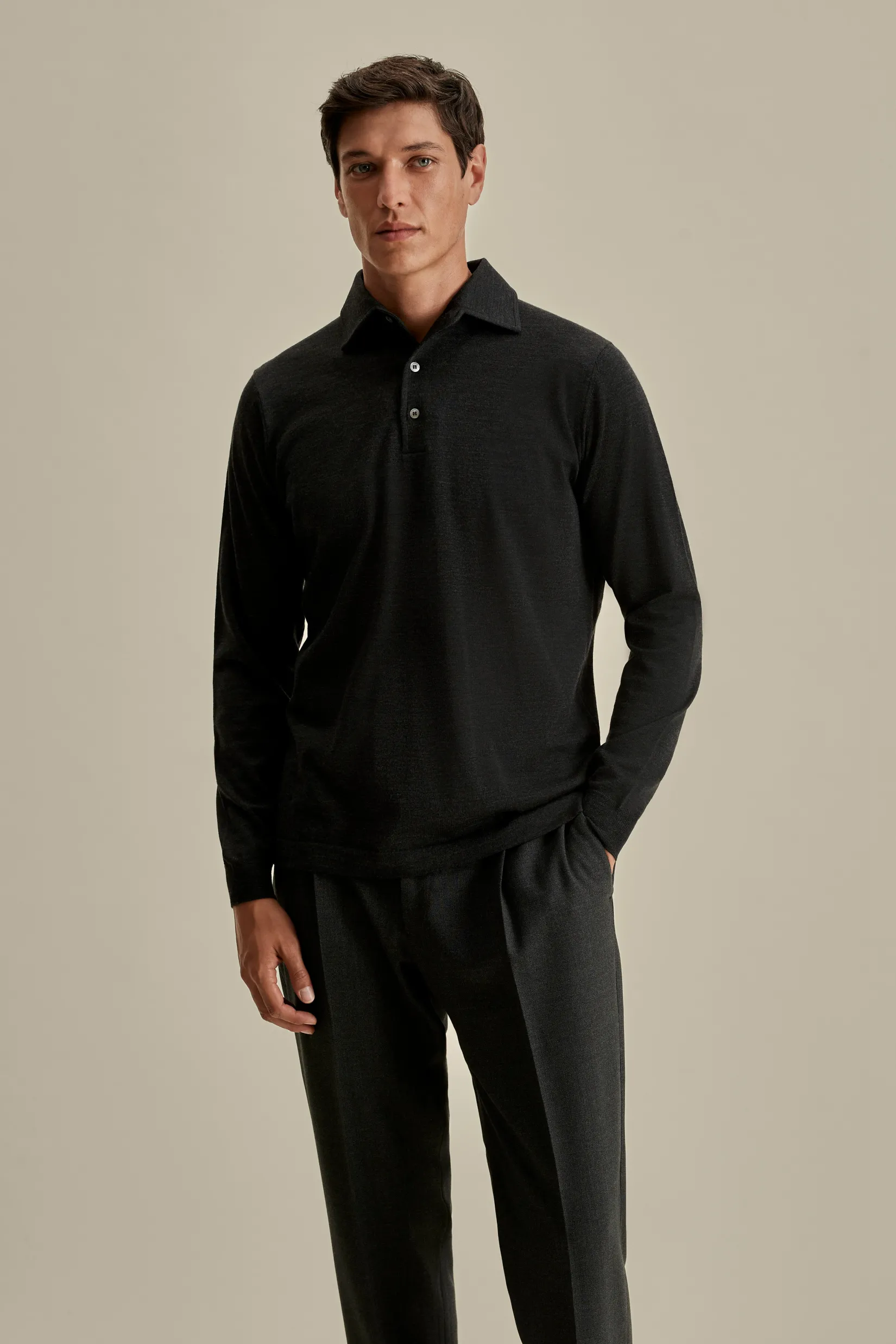 Outlet Merino Wool Extrafine Long Sleeve Polo Shirt T-Shirts & Polos|Knitwear