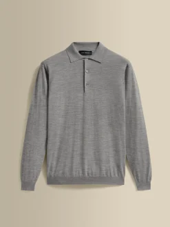 Discount Merino Wool Fine Gauge Long Sleeve Polo Shirt T-Shirts & Polos|Knitwear