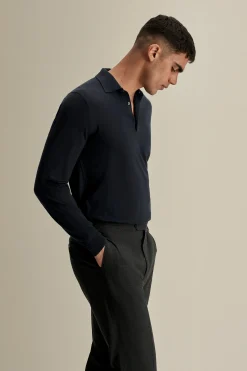 Hot Merino Wool Fine Gauge Long Sleeve Polo Shirt T-Shirts & Polos|Knitwear