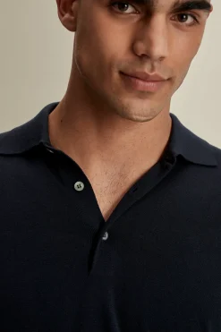 Hot Merino Wool Fine Gauge Long Sleeve Polo Shirt T-Shirts & Polos|Knitwear