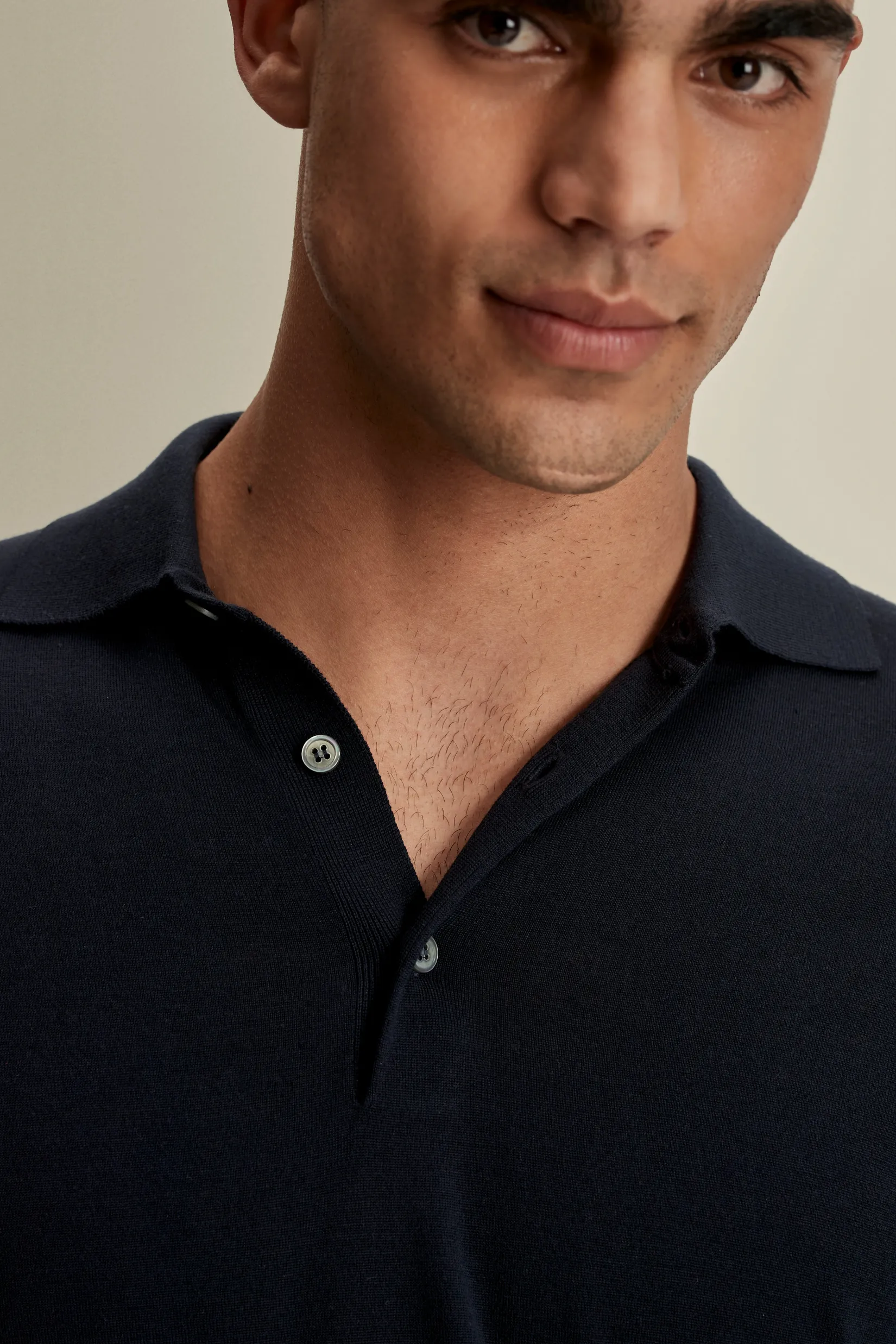 Hot Merino Wool Fine Gauge Long Sleeve Polo Shirt T-Shirts & Polos|Knitwear