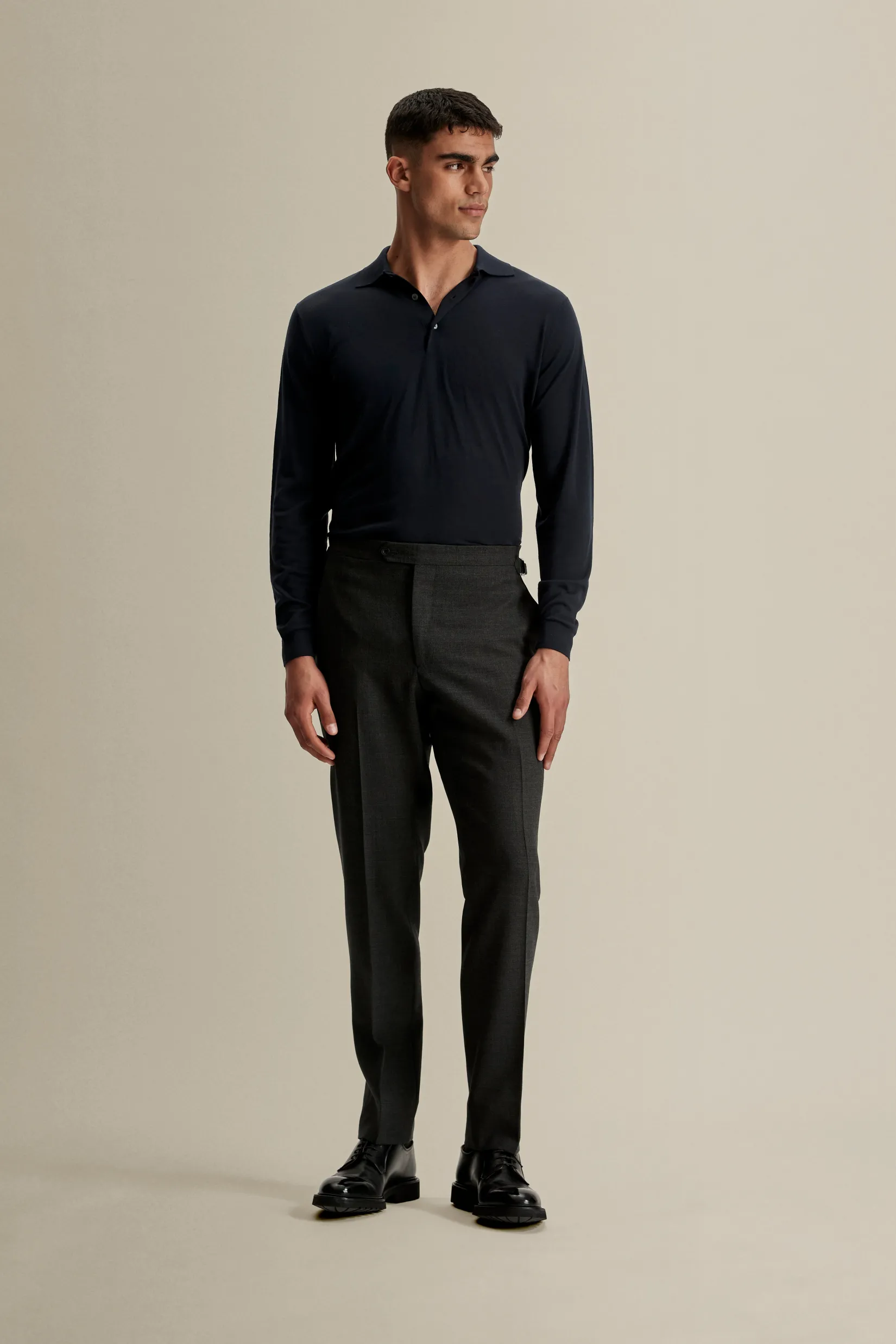 Hot Merino Wool Fine Gauge Long Sleeve Polo Shirt T-Shirts & Polos|Knitwear