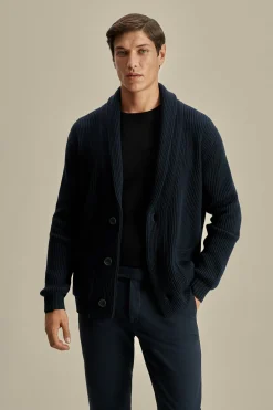 Merino Wool Single Breasted Shawl Cardigan Knitwear