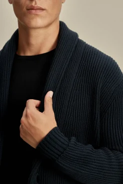 Merino Wool Single Breasted Shawl Cardigan Knitwear
