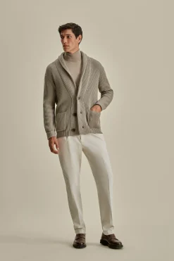 Merino Wool Single Breasted Shawl Cardigan Knitwear