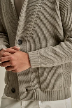 Merino Wool Single Breasted Shawl Cardigan Knitwear