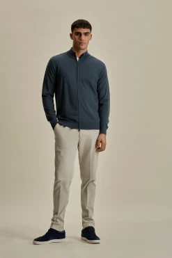 Discount Merino Wool Zip-Through Mock Neck Knit Knitwear